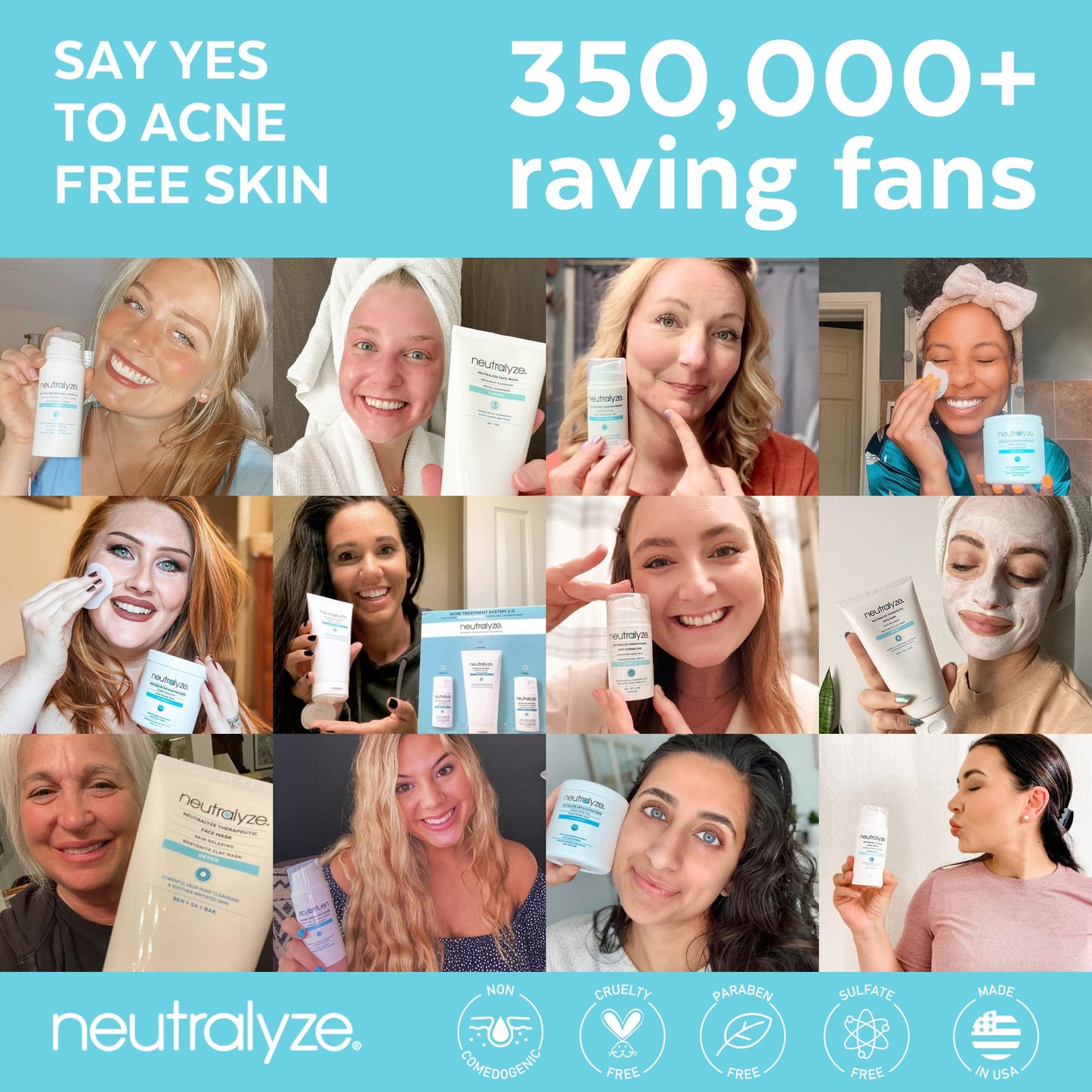 Neutralyze Acne Pads with DuoClear Acid System — 1% Salicylic + 1% Mandelic Dual-Textured Exfoliating Toner Pads for Face, Back & Body — Fragrance-Free, Alcohol-Free — Step 2 (100 ct)
