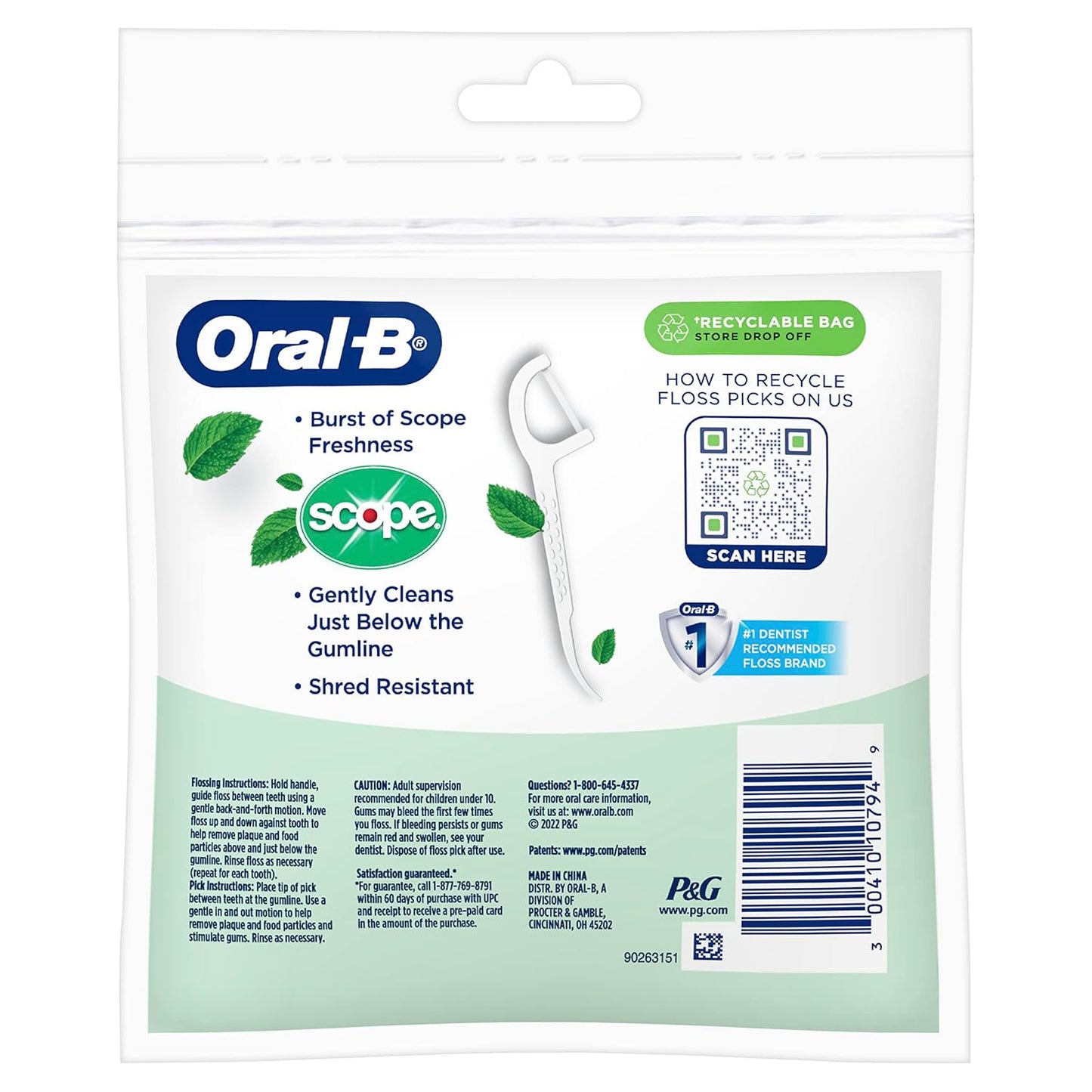 Oral-B Dental Floss Picks - Fresh Mint Flavor, 75 Count | Pack of 6 (450 Total)