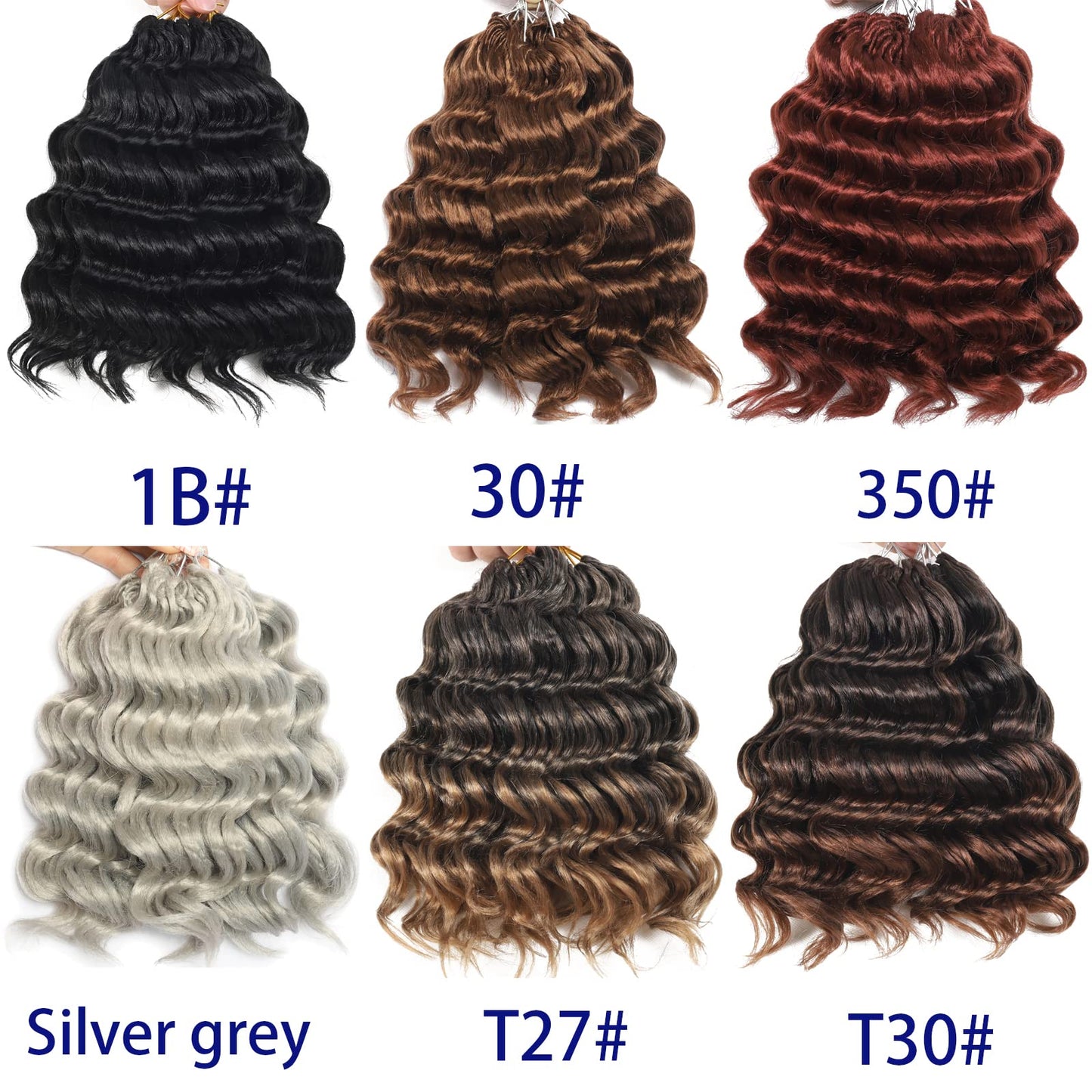 18 Inch Ocean Wave Crochet Hair 7 Packs Deep Wave Crochet Braids Brown Ombre126 Strands Wavy Curly Braiding Hair Crochet Hair Extensions for Women