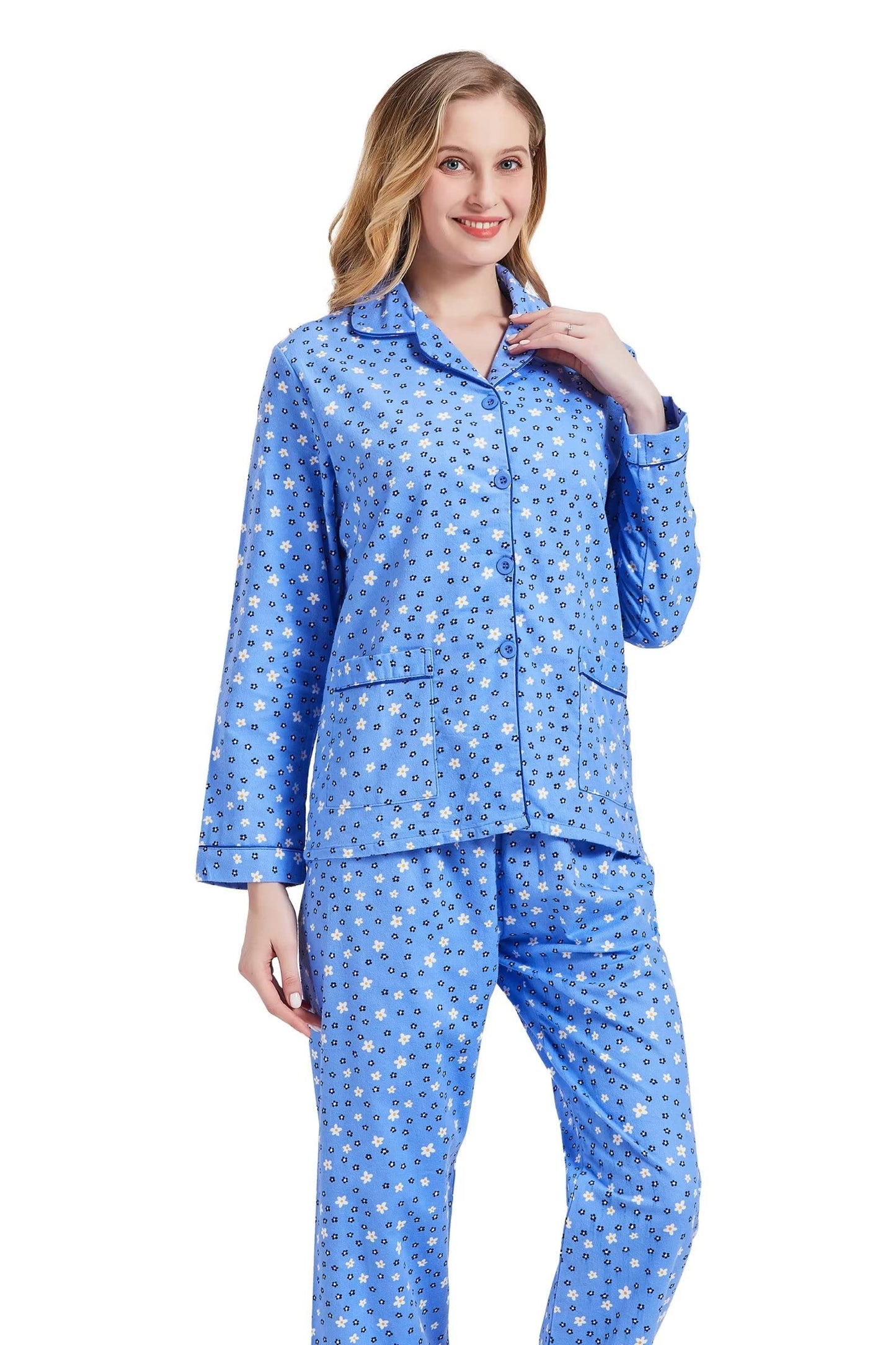 amaxer Women's Flannel Pajama Set 100% Cotton Soft Christmas Pajamas For Women Long Sleeve Pjs Button Down Warm Sleepwear