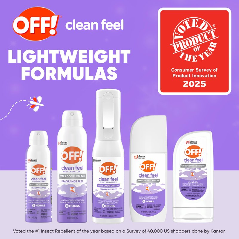 OFF! Clean Feel Travel Size Insect Repellent Aerosol with 20% Picaridin - Bug Spray for Long-Lasting DEET-Free Protection from Mosquitoes, Fragrance-Free Pest Control For Ticks & Flies, 2.5 oz