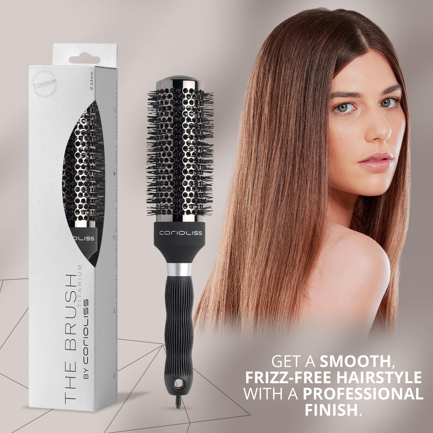 Corioliss | Hair Brushes for Women | Professional Titanium Round Barrel Ionic Hair Brush | Ideal for Styling Every Kind of Hair 43 MM
