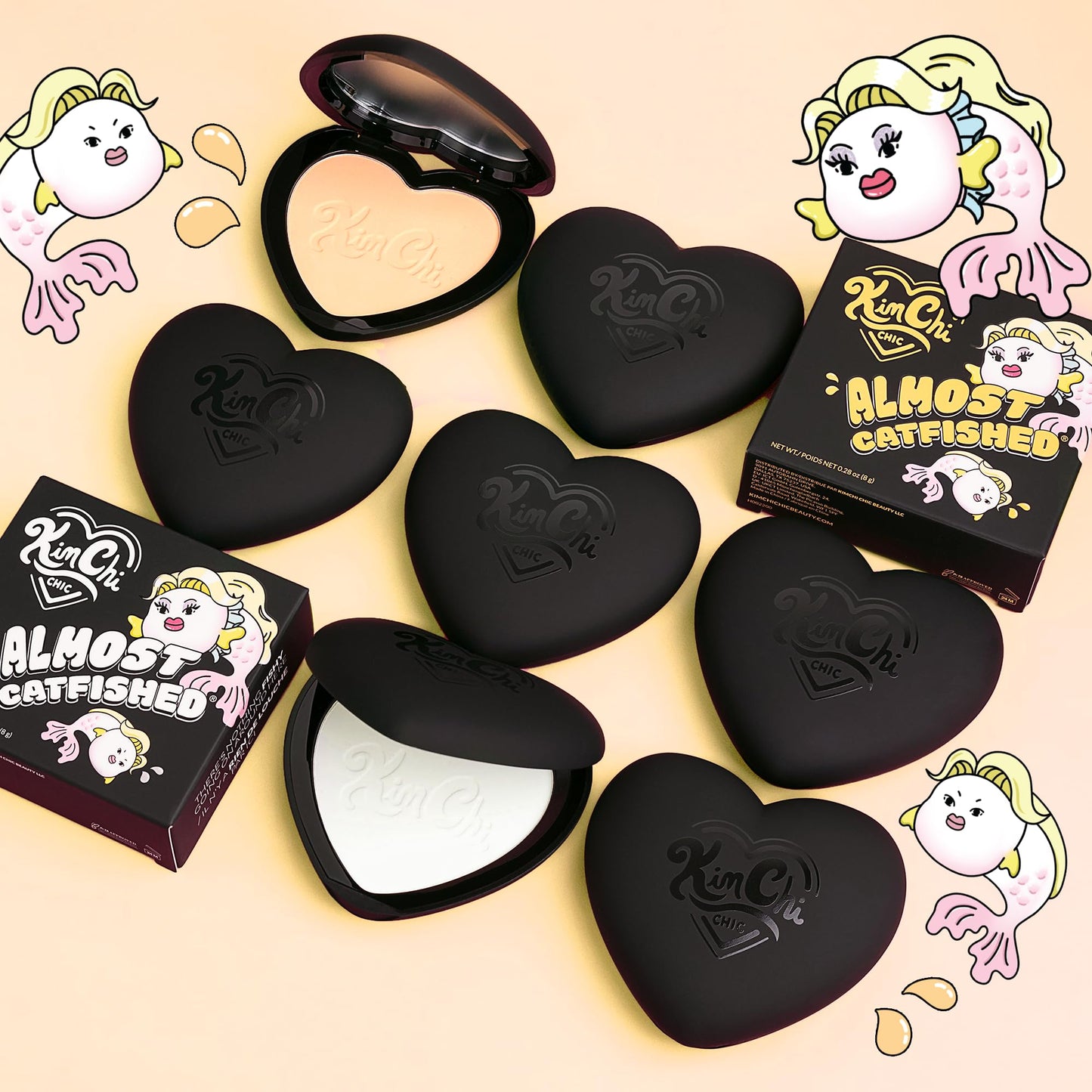 KimChiChic Beauty Almost Catfished Micro Pressed Powder - Brightening Under Eye Setting Powder, Reduces Dark Circles, No Flashback, That White Powder