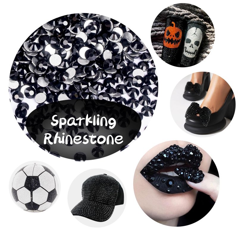 10000PCS Black Rhinestones Bulk, Flat Back Crystal Glass Stone Round Gems,SS20, 4.6-4.8mm