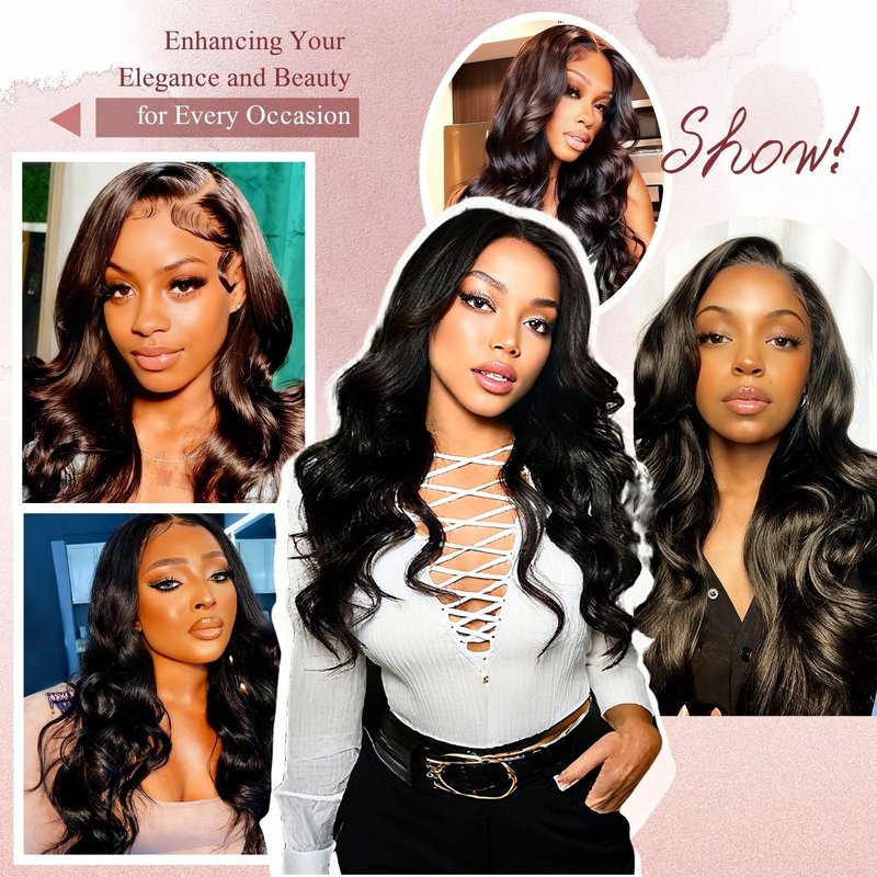 13x4 Lace Frontal Body Wave 16 Inch Ear to Ear HD Lace Frontal Unprocessed Brazilian Virgin Human Hair Frontals Free Part 150% Density Hair Extensions Pre Plucked Natural Color