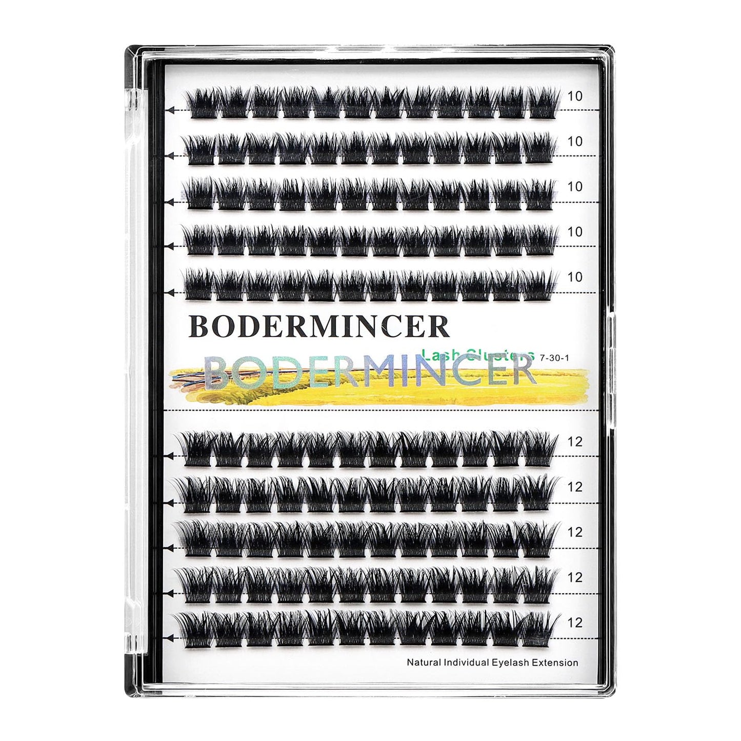 Bodermincer 120 Clusters 10mm+12mm/12mm+14mm Mixed Lash Cluster False Eyelash Individual Cluster EyeLashes Grafting Fake False Eyelashes Eyelash Extension (M01-Black-12mm)
