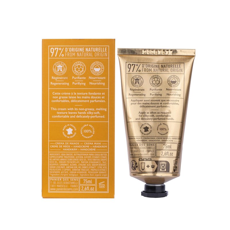 Panier des Sens – Honey Hand Cream – Moisturizing Hand Lotion for Dry Skin – Premium French Hand Cream, Softening Care for Women, 97% Natural Ingredients, 2.5 Fl Oz