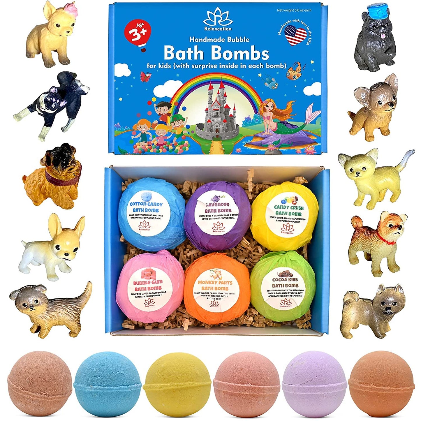 Bath Bombs for Kids Set with Toys Surprise Inside for Kids (Little Puppies)