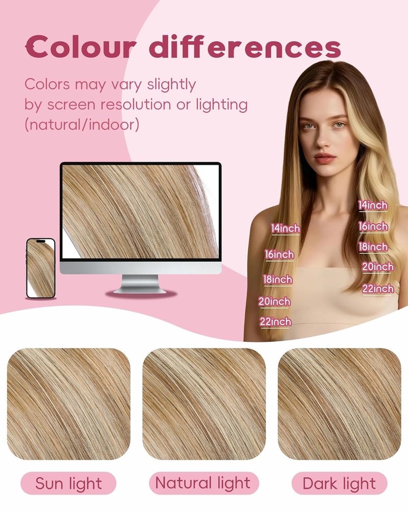 Microlink Hair Extensions - 20 Inch Human Hair, Chocolate Brown to Caramel Blonde | Invisible Straight, 30g