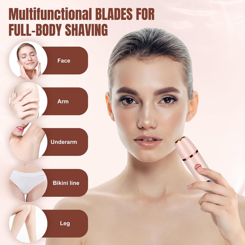 Karrte 2-in-1 Women Electric Shaver Dual Head Bikini Trimmer, Razors for Shaving Pubic Hair, Wet and Dry Cordless Painless Hair Removal for Private Area Pink