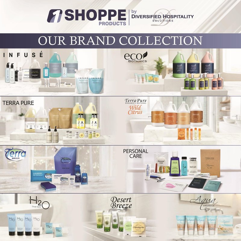 Eco Botanics Hotel Amenities Set | 10.14oz Pump Bottles | Shampoo, Conditioner, Hand & Body Wash, and Lotion | Set of 4