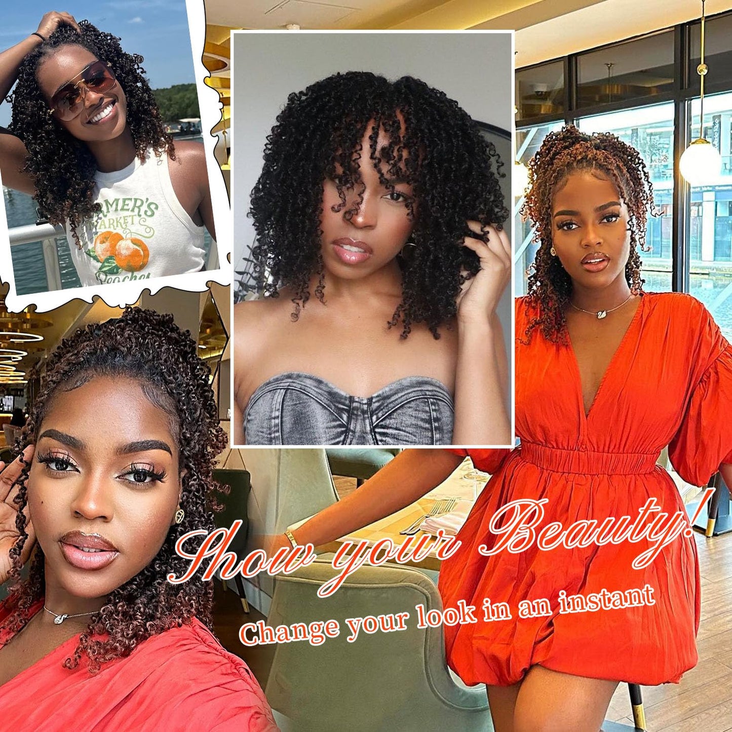 Yanky Twist Crochet Hair 9 Packs (270 Strands Total) 12 Inch Mini Twisted Crochet Hair,Synthetic Spring Twist Hair Short Passion Twist Hair Extensions For Women(1B30)