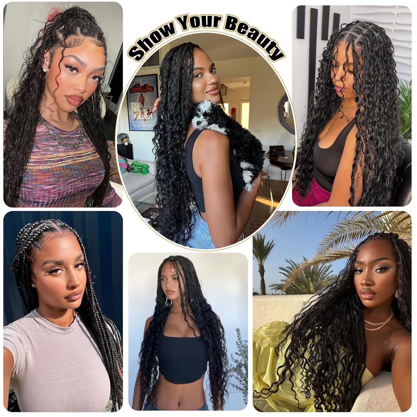 Human Braiding Hair - Deep Water Wave Bundles for Boho Braids | Pre-Stretched 18 Inch, Natural Color, 110g (2 Packs)