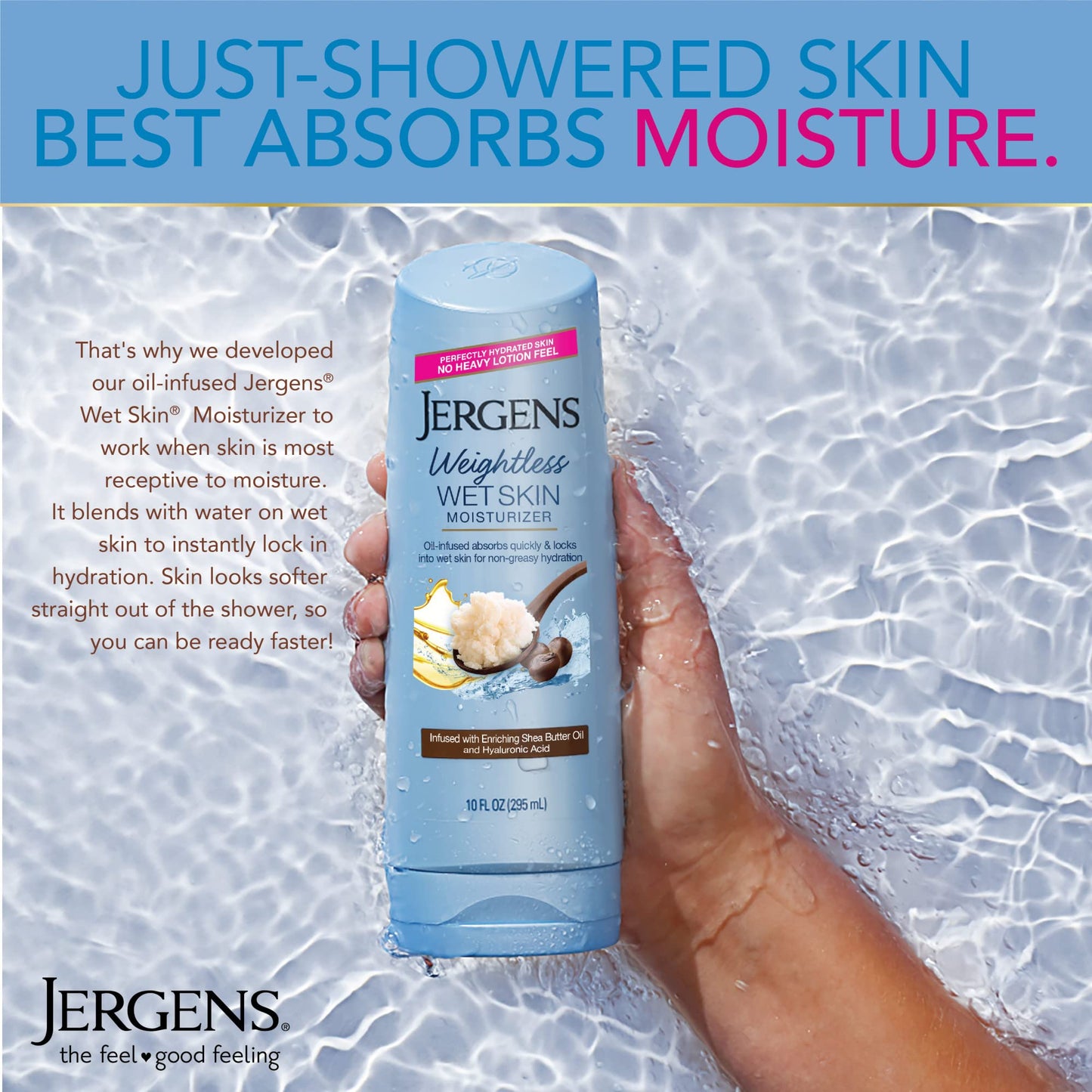 Jergens Wet Skin Body Moisturizer With Coconut Oil, In Shower Lotion For Dry Skin 10 Fl Oz & Wet Skin Body Moisturizer with Shea Butter Oil, Pure Shea Butter In Shower Lotion