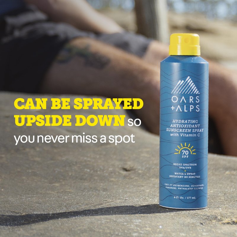 Oars + Alps SPF 70 Face & Body Broad Spectrum Sunscreen Spray | Fast-Absorbing, Lightweight, Non-Greasy, Hawaii Reef Act 104 Compliant, Water-Resistant, Octinoxate + Oxybenzone Free, 6 Oz, 1 Pack