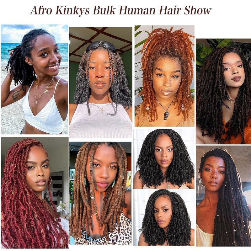 Afro Kinkys Bulk Human Hair for Dreadlock Extensions Repair Locs 22 inch Medium Brown Twist Braiding Afro Kinky Human Hair for Locs 1 Pack 30 Gram