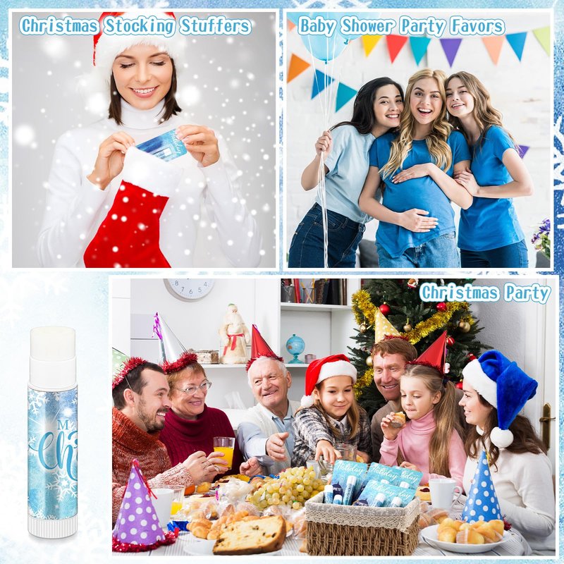 Swiffen 36 Pcs Christmas Lip Balm Bulk Winter Snowflake Honey Moisturizing Lip Balm Office Christmas Appreciation Gifts for Coworkers Teachers Staff Employee Nurse Women Family Holiday Favors