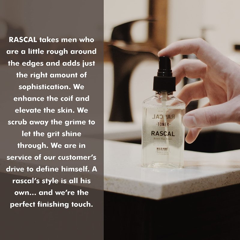 Rascal Face Toner for Men - Sage Oil, Beetroot & Caffeine to Reduce Wrinkles and Clear Away Impurities (3.4 Fl Oz)
