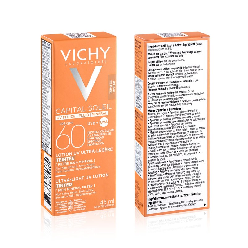 Vichy Capital Soleil Tinted Mineral Sunscreen for Face SPF 60, Titanium Dioxide Face Sunscreen, Travel Size Sunscreen, Water Resistant, Light weight Sun Protection Creams, Gels, & Lotions