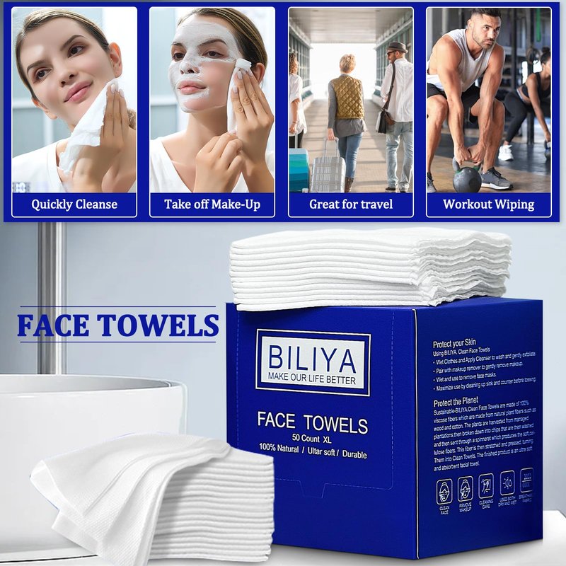 Disposable face towel XL,face cleaning wipes,makeup wipes,towels,Ultra Soft 10 x 12 inches 100 ct, 2 pack