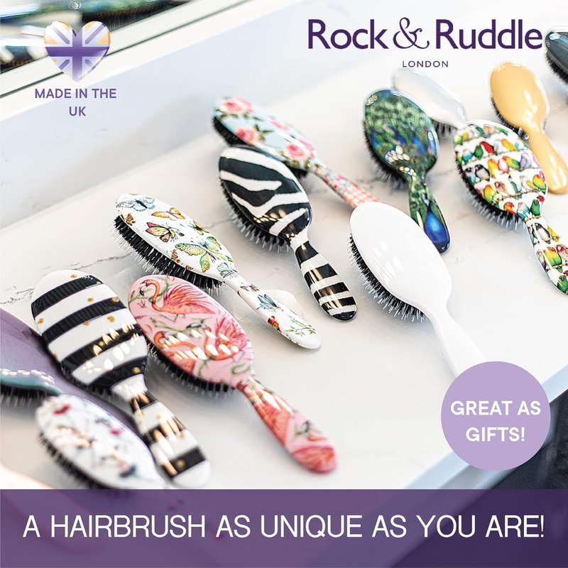 Natural Mixed Boar Bristle Hair Brush for Women & Kids - Luxury Lavender Design | 23.5 cm for Wet & Dry Hair Detangling