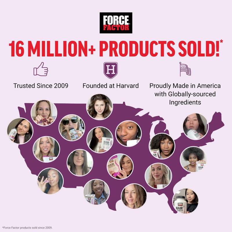 Force Factor Hair Growth Accelerator Soft Chews, Hair Growth Vitamins for Women and Men with Clinically Studied Lustriva and Biotin, Promotes Thicker, Fuller, Stronger Hair, Mixed Berry, 60 Soft Chews