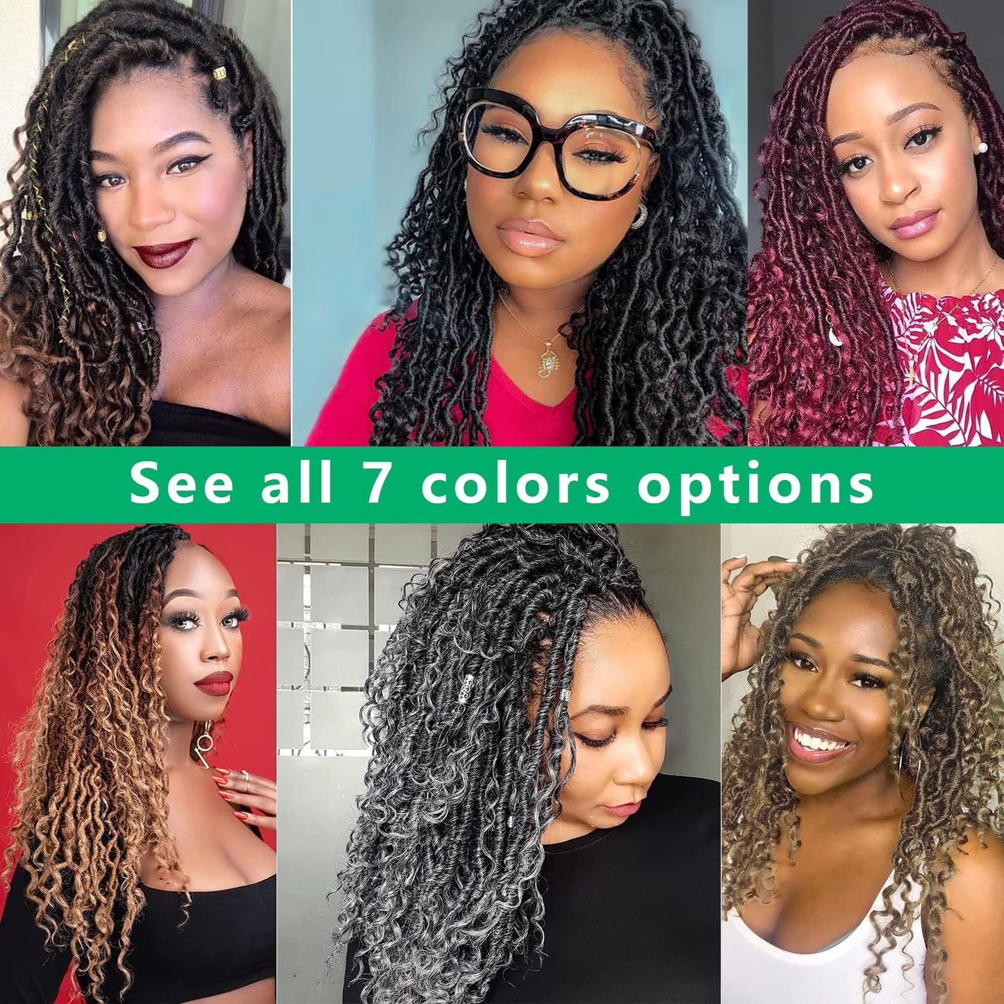Faux Locs Crochet Hair 18 Inch Goddess Locs Ombre Grey Crochet Hair for Women 6 Packs Soft River Gray Pre Looped Braids with Curly Ends Boho Hippie Synthetic Hair Extensions, 1b/grey