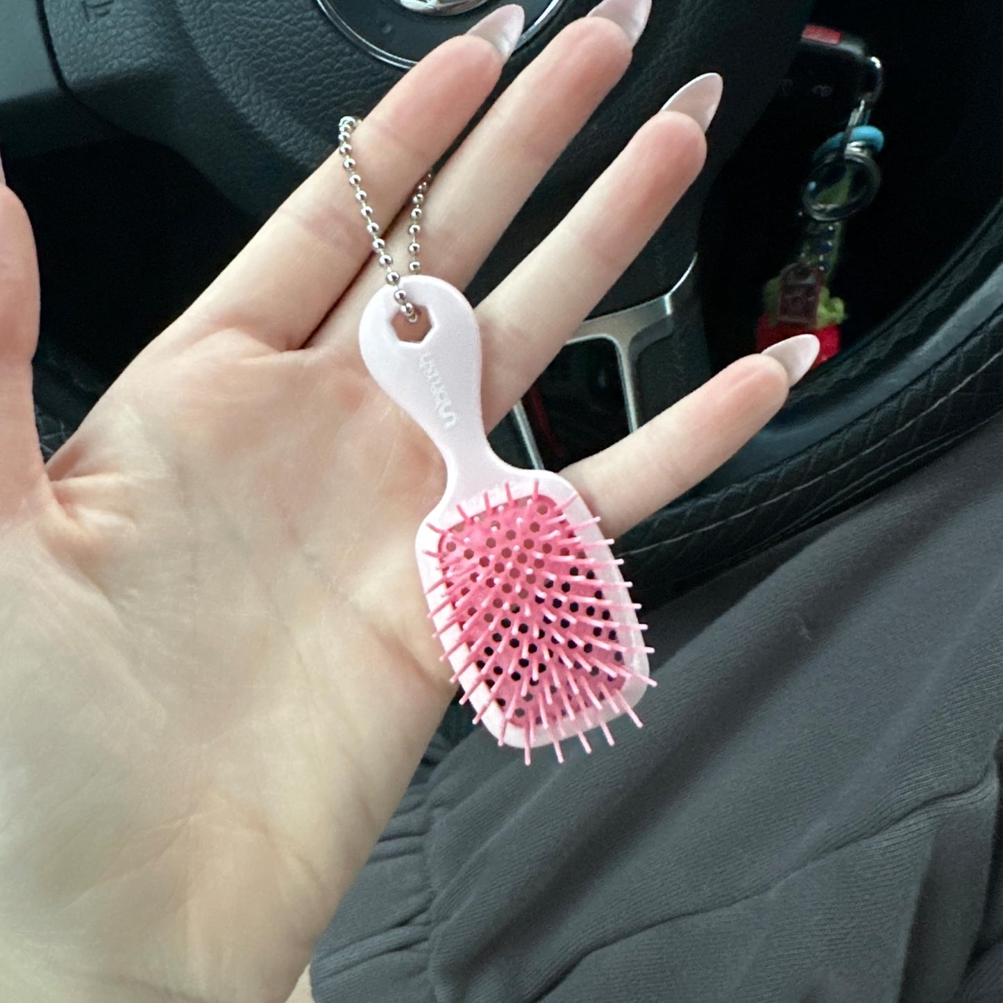 FHI Heat UNbrush Keychain Super Mini Hair Brush — Collectible Miniature Charm for Bags and Keys — Accessory for Beauty Lovers - (Peony)