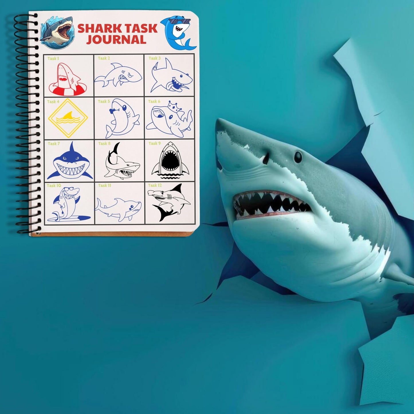 INKSOMOBA 36PCS Shark Party Favors - 24PCS Temporary Tattoos & 12PCS Stamps - Ideal Beach Ocean Animal Themed Birthday Card Decorations Supplies Goodie Bag Cute Rewards for Boys Girls Classroom Gifts