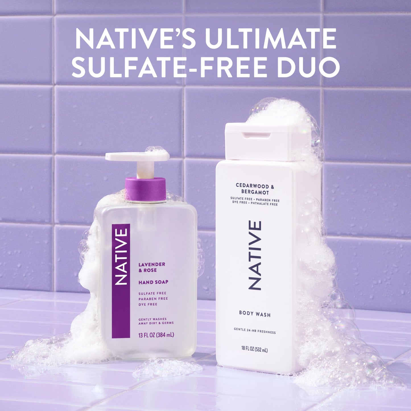Native Cedarwood & Bergamot Scent 24-Hr Refreshing Clean Body Wash for Men & Women, for All Skin Types Incl. Sensitive, Leaves Skin Feeling Clean & Soft, Free of Phthalates, Sulfates & Parabens, 18 oz