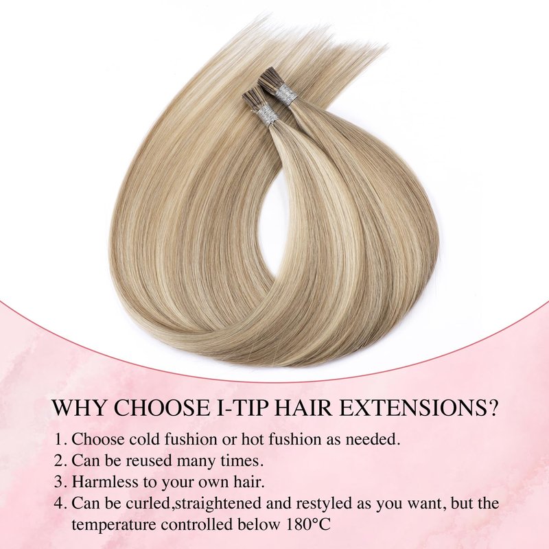 Itip Human Hair Extensions 14inch Thick Straight Invisible Itip Microbead Extensions Highlighted Blonde Cold Fushion 45g I Tip Hair Extensions Human Hair Microlink