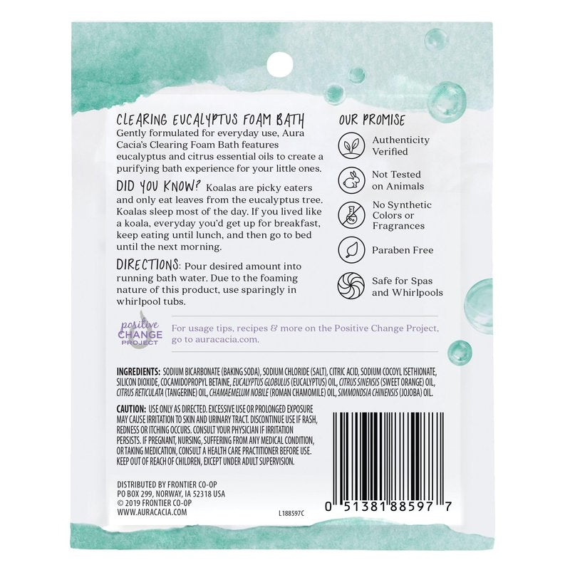 Aura Cacia Foam Bath for Kids, 2.5 Oz (Pack of 6) - Eucalyptus and Citrus Essential Oils, Gentle Cleansing Bubble Bath for Kids, Paraben-Free