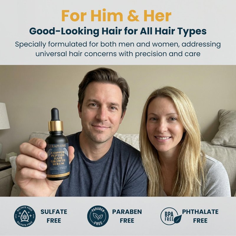 Seraphime Copper Peptide Serum for Hair Growth - Caffeine, Niacinamide, Rosemary Oil, Saw Palmetto Hair Density Serum, Topical Tripeptide Scalp Care for Hair Thinning, Women & Men 1 fl oz