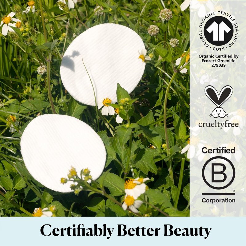 Sky Organics Organic Premium Cotton Large Pads for Makeup Removal, Cleansing, Toner Application, 100% Pure Organic Cotton with GOTS Certified, Dual Textured Design, 240 Count