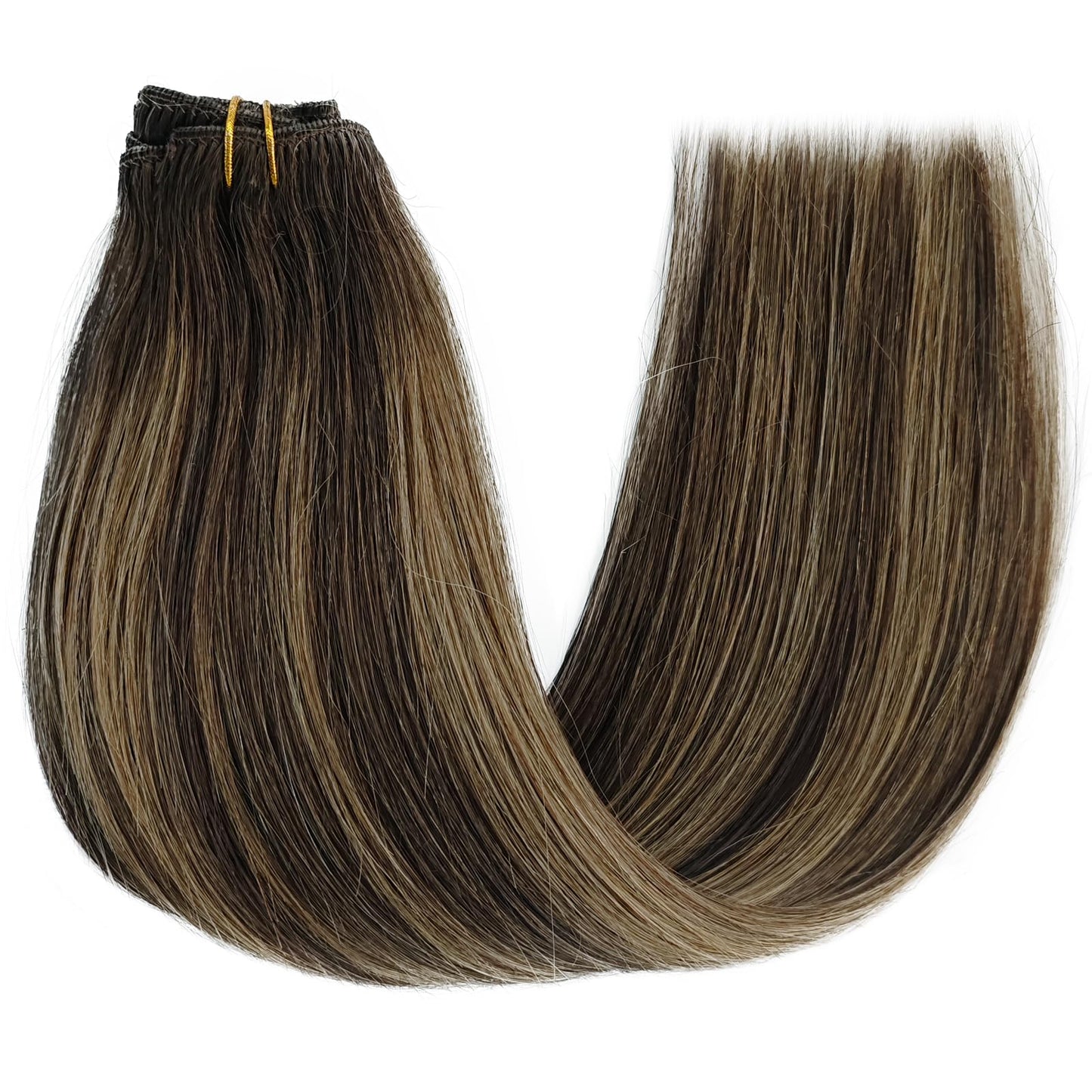 Clip in Hair Extensions Human Hair, 70g 5 Pieces Hair Extension Clips Balayage Dark Brown Fading to Ash Brown Mixed Dark Brown Hair Extensions Real Human Hair Clip ins for Women 20 Inch