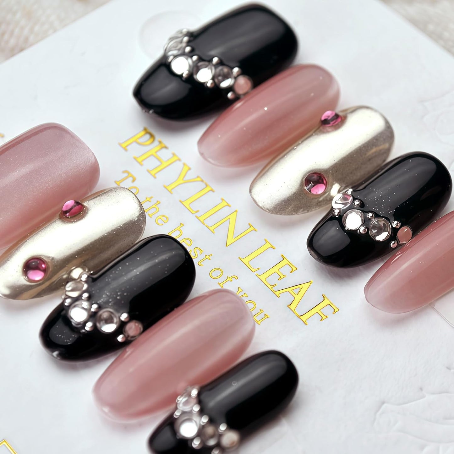 3D Sea Shell Press-On Nails - Handmade Medium Almond Beach Nail Art with Butterflies (L Size)