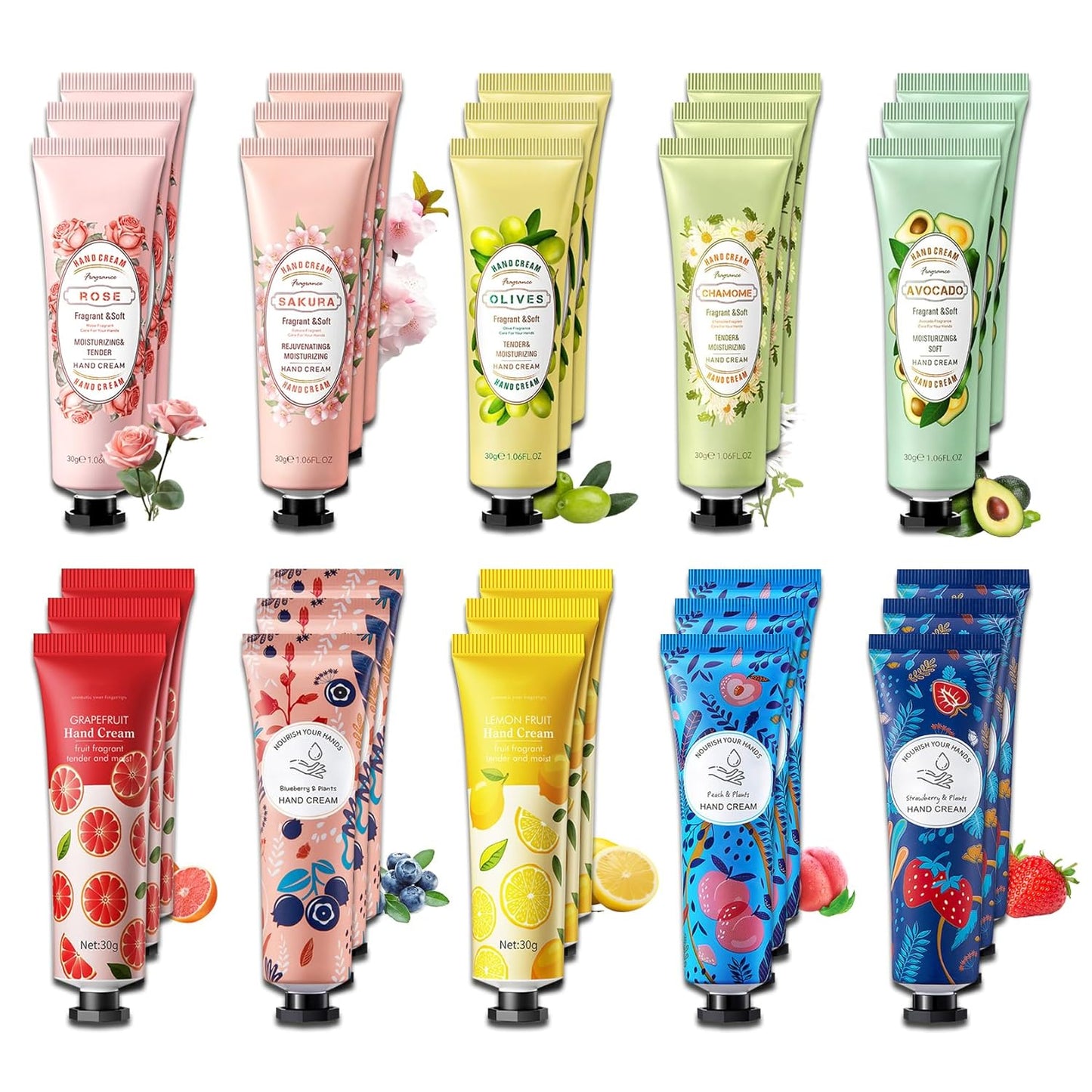 30PCS Hand Cream Gift Set - Moisturizing Travel Size Lotion for Dry Skin, Non-Greasy Hydrating Moisturizer for Women