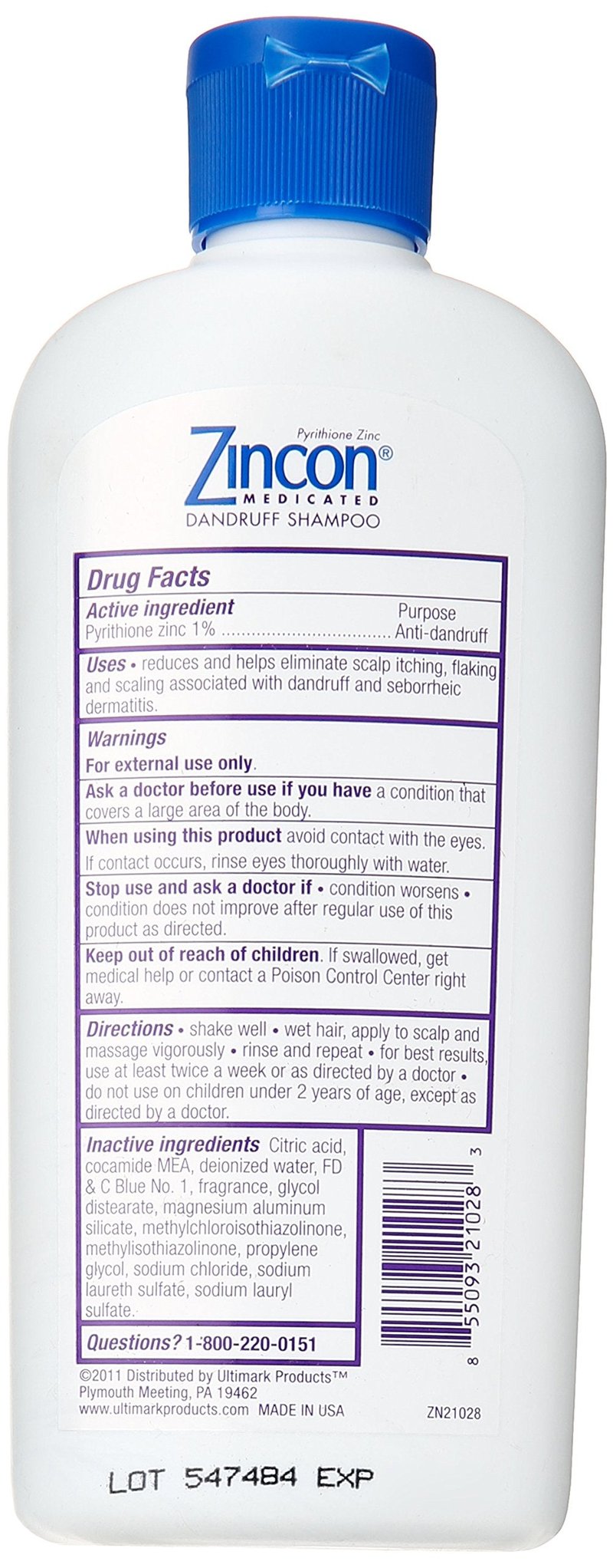 Pack of 3 Each ZINCON SHAMPOO 8OZ PT#5509321028