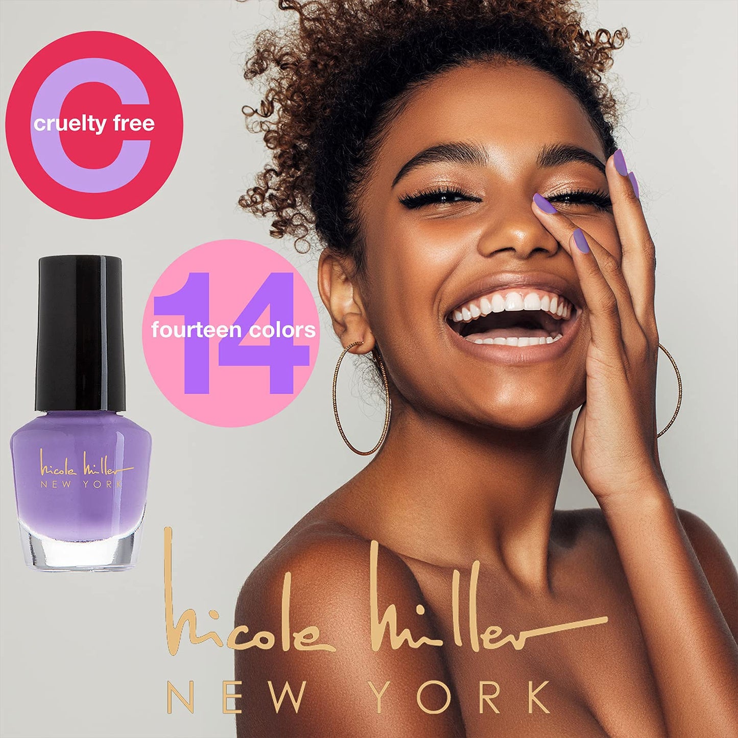 B.C BEAUTY CONCEPTS Nicole Miller Nail Polish Set, 14 MINI Nail Polish Colors, Polish Kit for Fingernails and Toenails