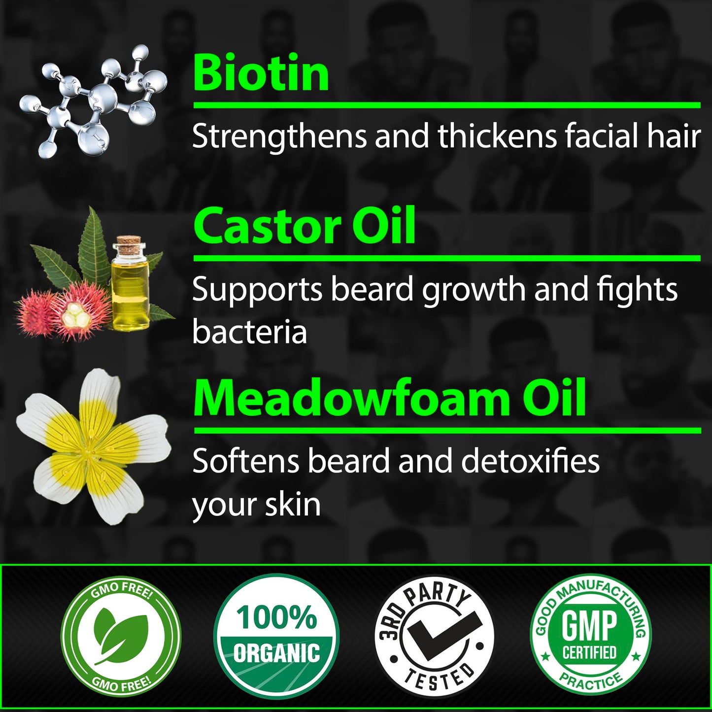 Beard Growth Kit w/ 100% Lifetime Replacement First Cut Boar Bristle Brush/Beard Brush for Men + 2X THICKENING Biotin Mustache Wax, Conditioner, and Softener - Formulated in America