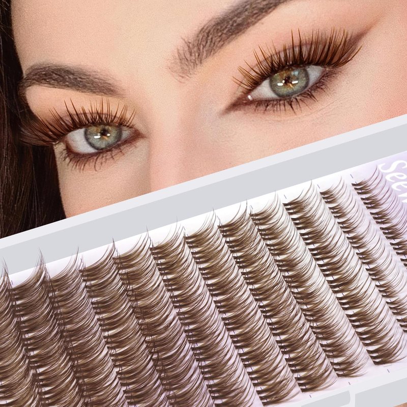 Brown Lash Clusters Kit 10-18mm D Curl Dark Brown Lash Clusters 120pcs DIY Wispy Cluster Eyelash Extensions Individual Natural Lashes False Eyelash Kit with Bond & Seal Remover Tweezers(S3 Lash Kit)