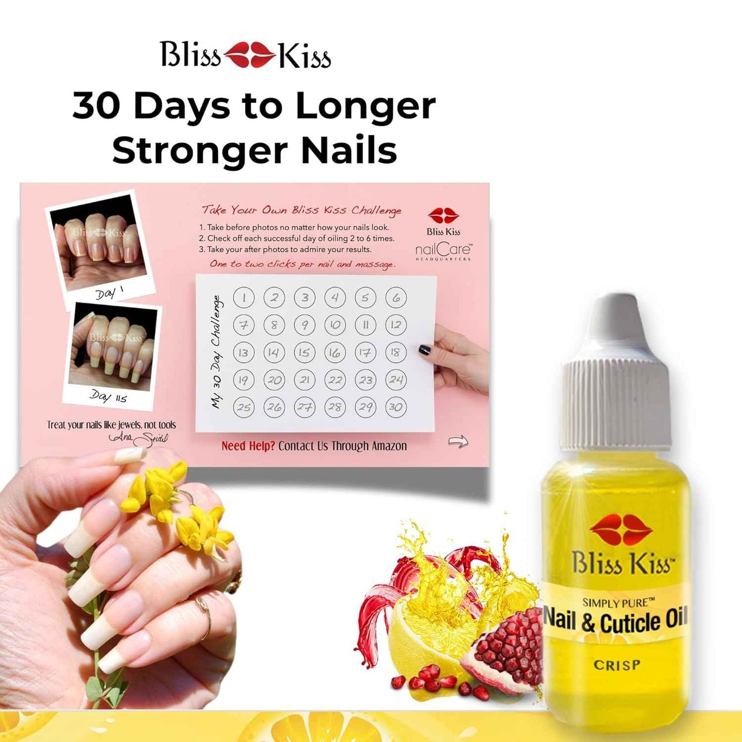 Bliss Kiss Refillable Nail Oil Pen & Simply Pure Cuticle Oil Bundle - 15ml
