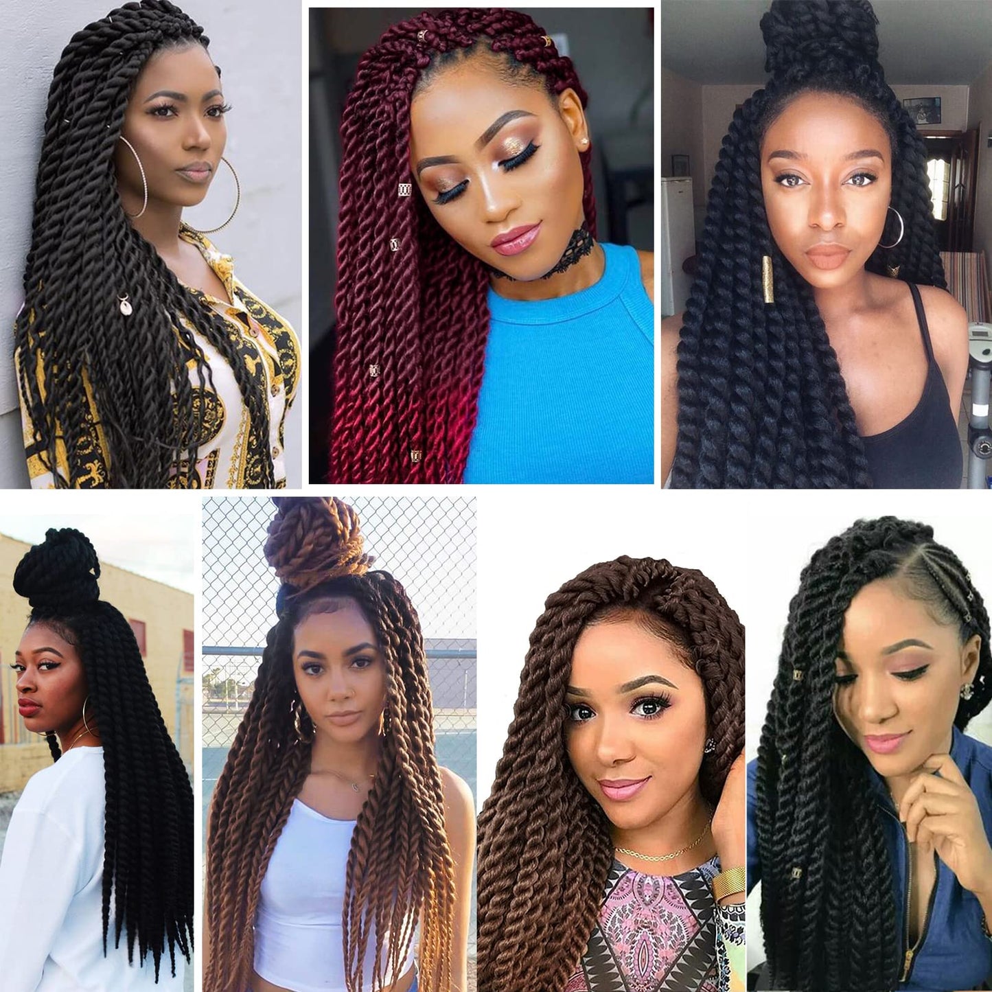 Admutty Havana Twist Crochet Hair, Jumbo Senegalese Twist Pre-Looped Synthetic Braiding Hair for Women, Soft & Lightweight Pre-Twisted Crochet Braids
