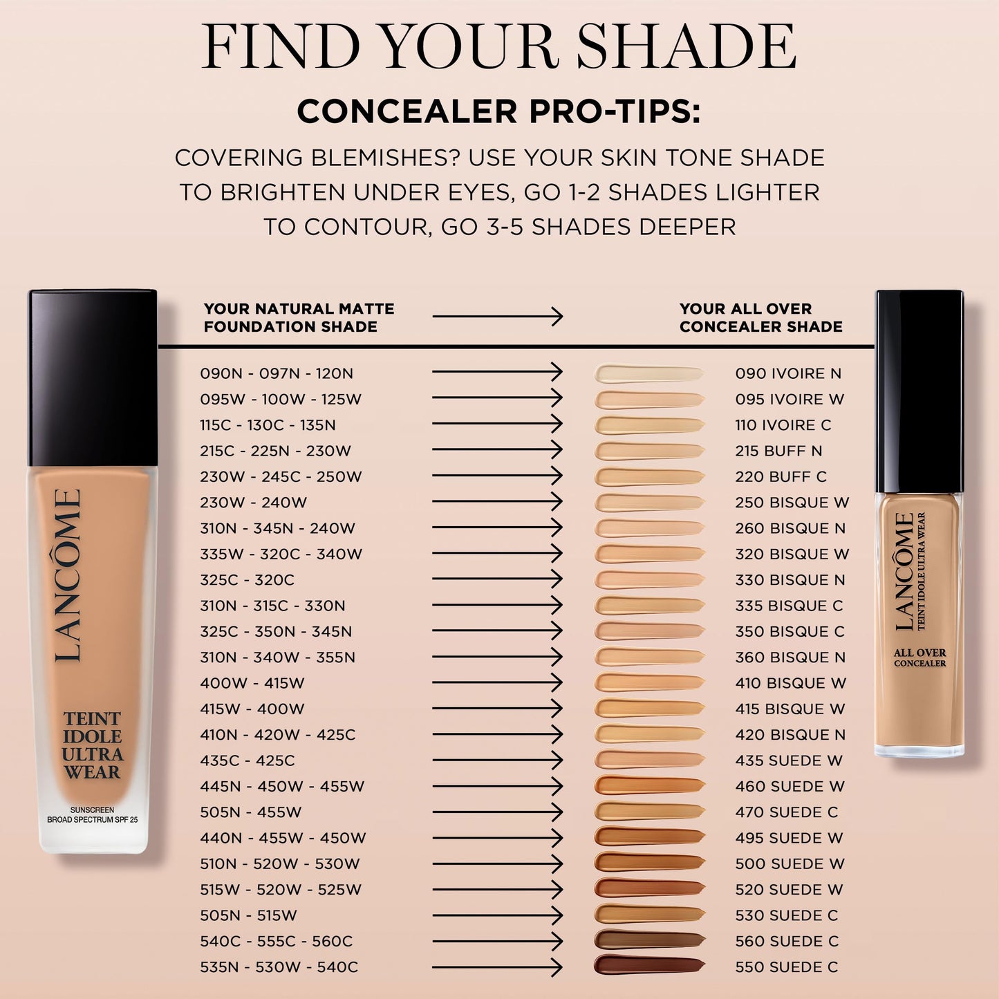 Lancôme Teint Idole Ultra Wear Natural Matte Foundation- Longwear, Medium-Full Coverage, Natural Finish, Waterproof & Hydrating - 305N (Medium Skin with Neutral/Peachy Undertones), 1 Fl Oz