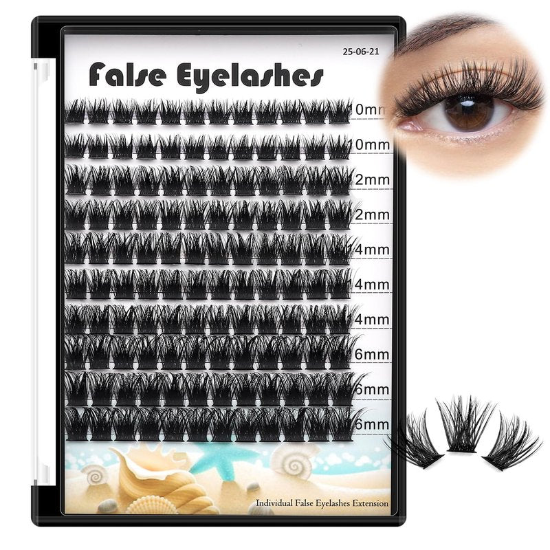 Large Tray- 120 Clusters Mixed 10-12-14-16mm/12-14-16mm /14-16-18mm Wide Stem Individual False Eyelashes D Curl Eyelashes Makeup DIY Eye Lashes Extensions (10-12-14-16mm)