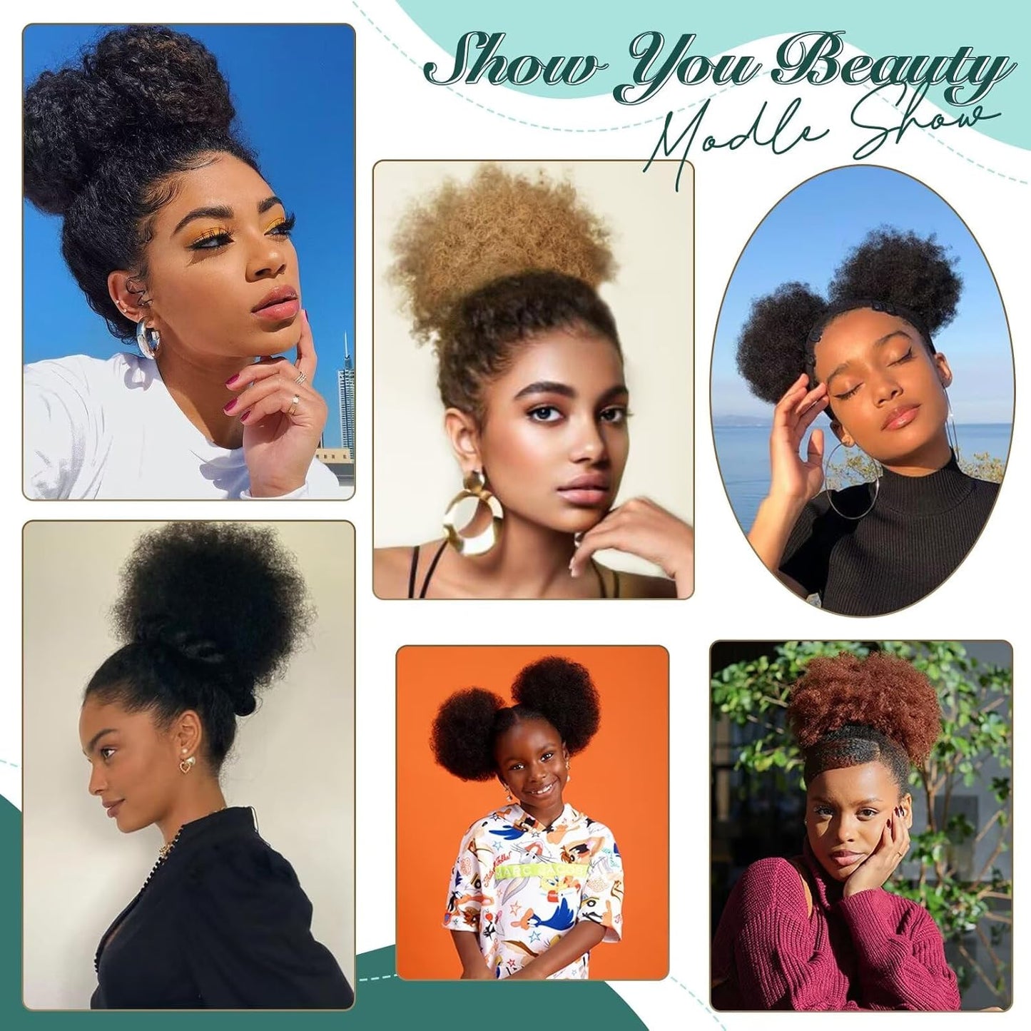 Afro Puff Clip-On Ponytail Extension - 8 Inch Natural Black Human Hair | Kinky Curly Bun for Black Women