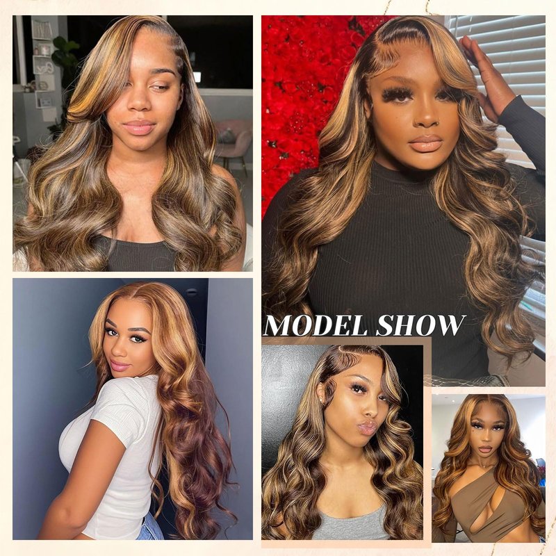 2x6 HD Lace Closure P4/27 Highlight Body Wave Transparent 2 by 6 HD Lace Closure Human Hair 10 Inch Brazilian Virgin Unprocessed Middle Part Closure