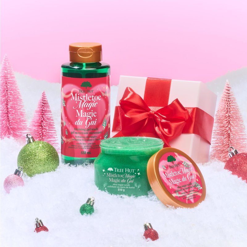Tree Hut Mistletoe Magic Foaming Gel Wash, Moisturizing & Hydrating Body Wash with Shea Butter, Cleanses Skin Leaving It Soft & Fresh, 18 fl oz
