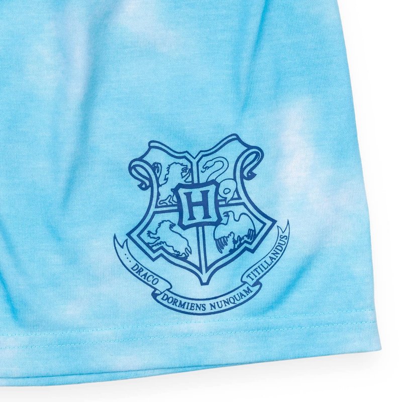 Harry Potter Gryffindor Hufflepuff Ravenclaw Slytherin Little Girls Pajama Shirt and Shorts Sleep Set Tie Dye Blue 7-8