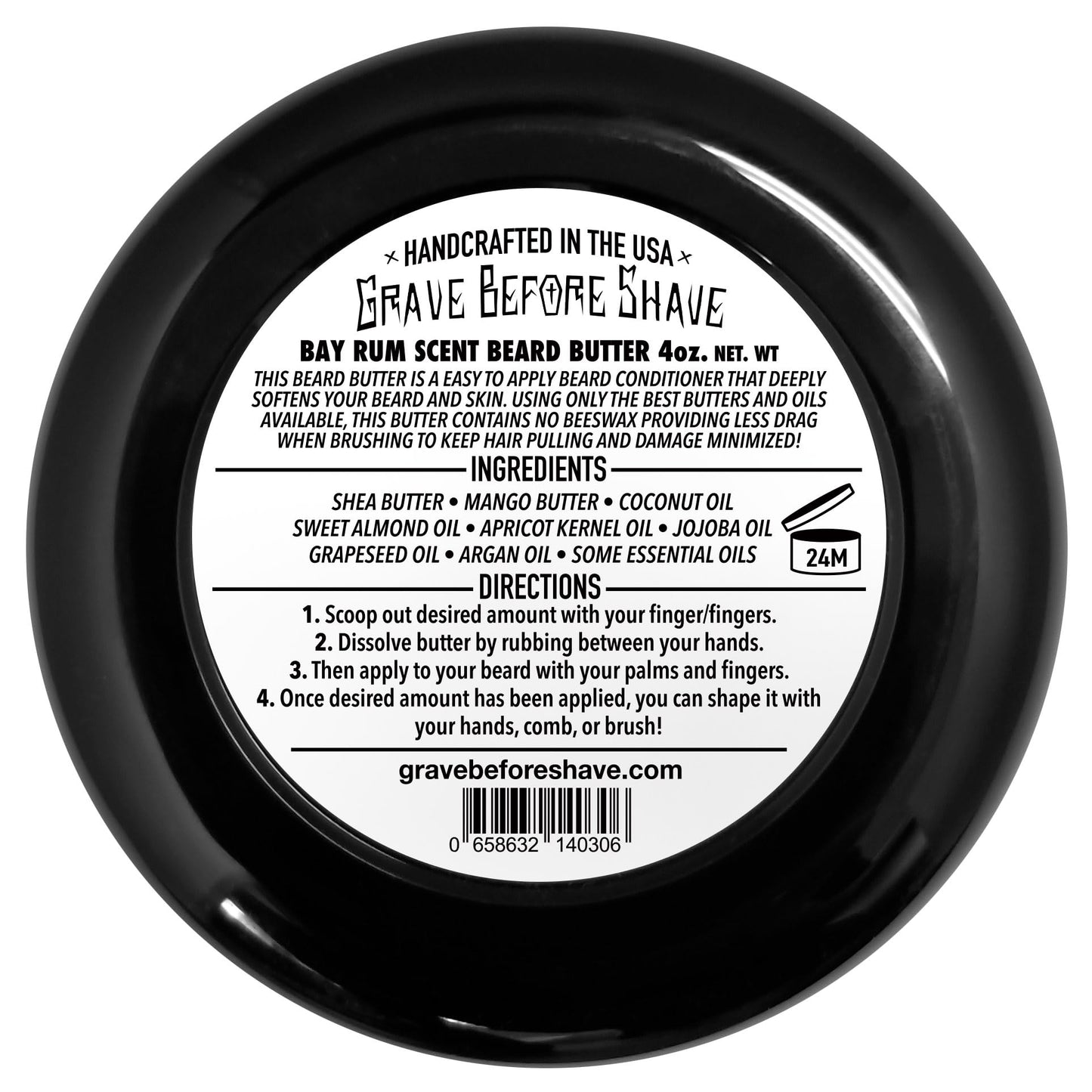 Grave Before Shave Bay Rum Beard Butter 4 oz. Container